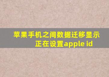 苹果手机之间数据迁移显示正在设置apple id